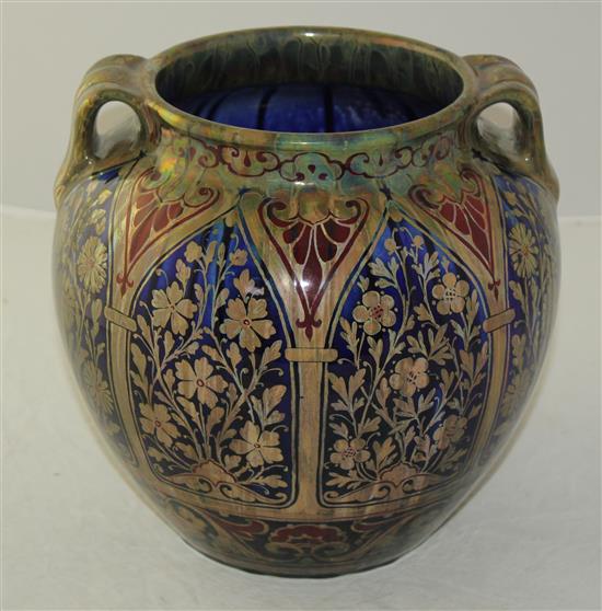 A large Pilkingtons Lancastrian lustre ovoid vase, c.1915, by Richard Joyce, height 23.5cm, diameter approx. 27cm